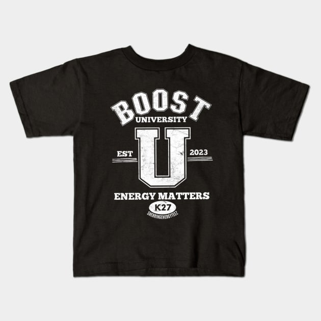 Boost University v2 White Kids T-Shirt by SherringenergyTeez